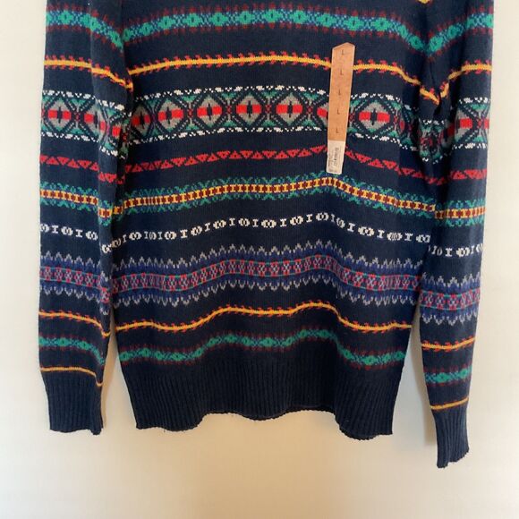 Urban Pipeline Fair Isle Wool Blend Sweater Mens L Crewneck Navy Y2K Retro Skate - Picture 3 of 10